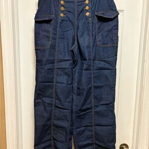 Ashley Stewart Blue Denim with Yellow Stitching
